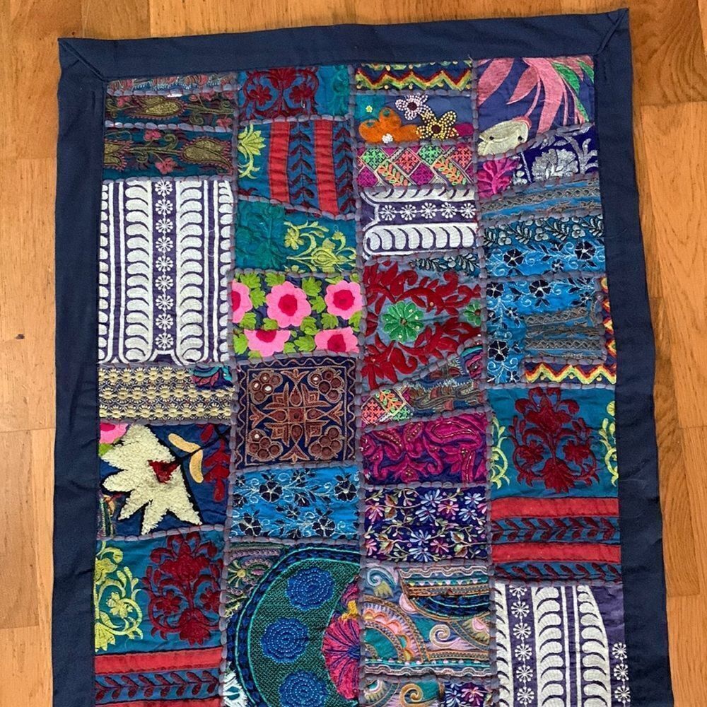 Wall Hanging Tapestry Exquisite Hand Crafted Embroidered India Colorful